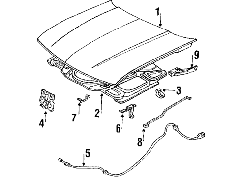 1990 Chevrolet Corsica Hood & Components Safety Catch Diagram for 22579922