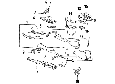 1996 Lincoln Mark VIII Center Console Latch Diagram for F5LZ-63061A34-AAB