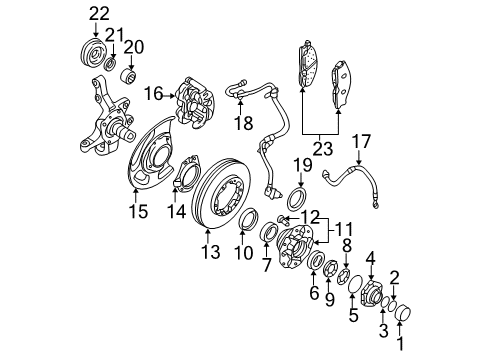 2001 Nissan Pathfinder Front Brakes Nut Assy-Bearing Lock Diagram for 40262-92G00