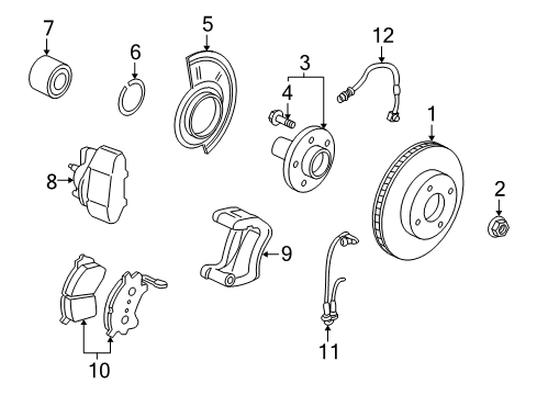 2007 Mercury Mariner Anti-Lock Brakes Caliper Mount Diagram for YL8Z-2B292-AA