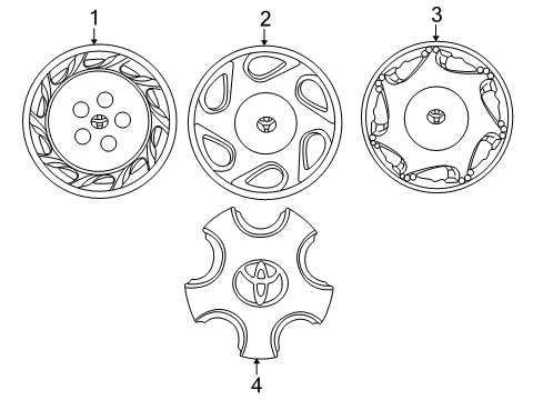 1997 Toyota Camry Wheel Covers & Trim Wheel Cover Diagram for 00266-00960