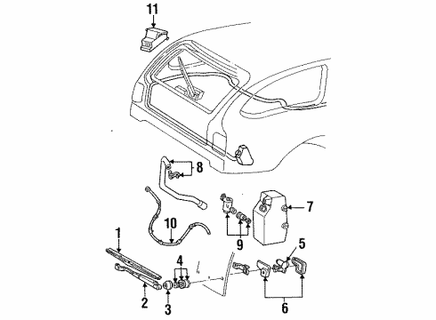 1995 Mercury Sable Wiper & Washer Components Wiper Pivot Diagram for F1DZ-17566-A