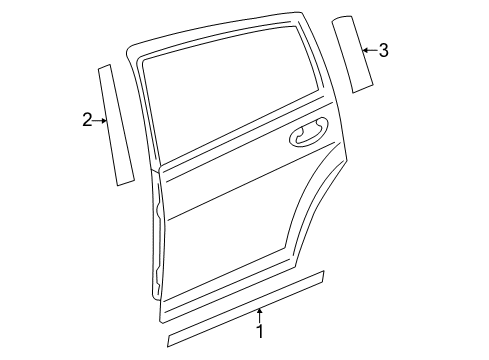 2009 Dodge Caliber Exterior Trim - Rear Door Molding-Rear Door Diagram for 1DH74ARHAB