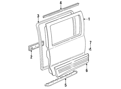 1997 Toyota Previa Side Loading Door & Components, Exterior Trim WEATHERSTRIP, Slide Door RH Diagram for 67887-28030