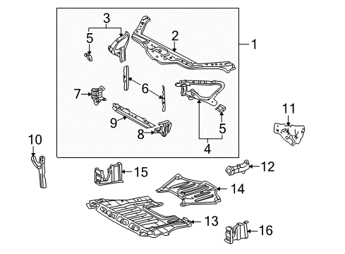 2006 Lexus SC430 Radiator Support Seal, Radiator Support To Frame Diagram for 53291-24030