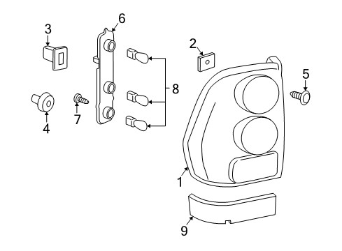 2005 GMC Envoy Combination Lamps Socket Plate Diagram for 16532716