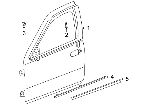 1999 Cadillac Seville Exterior Trim - Front Door Lower Molding Diagram for 25693996