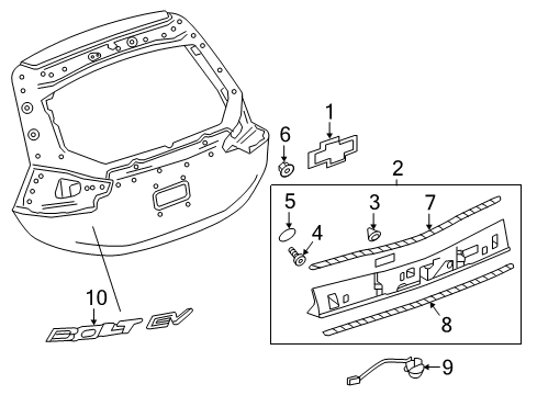 2022 Chevrolet Bolt EV Exterior Trim - Lift Gate Applique Panel Insulator Diagram for 42770042