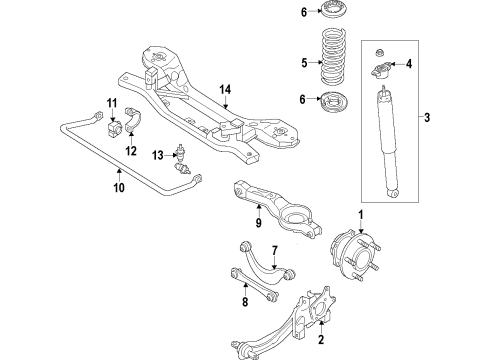 2013 Ford Focus Rear Suspension Components, Lower Control Arm, Upper Control Arm, Stabilizer Bar Shock Assembly Diagram for BV6Z-18125-E