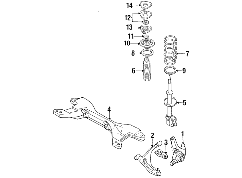 1998 Nissan 200SX Front Suspension Components, Lower Control Arm, Stabilizer Bar Spindle-KNUCKLE, LH Diagram for 40015-0M000
