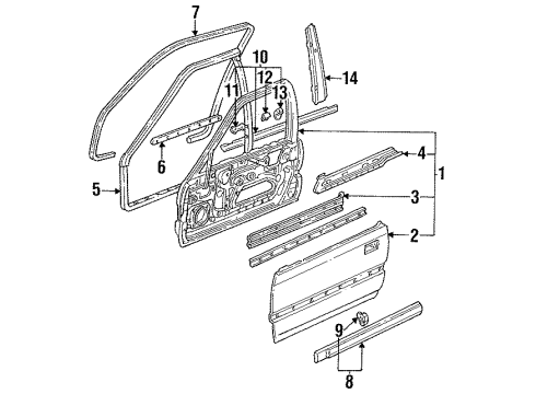 1992 Honda Accord Front Door & Components, Exterior Trim Weatherstrip, L. FR. (Lower) Diagram for 72366-SM4-003