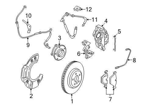 2015 BMW 760Li Front Brakes Brake Disc, Lightweight, Ventilated, Left Diagram for 34116789543