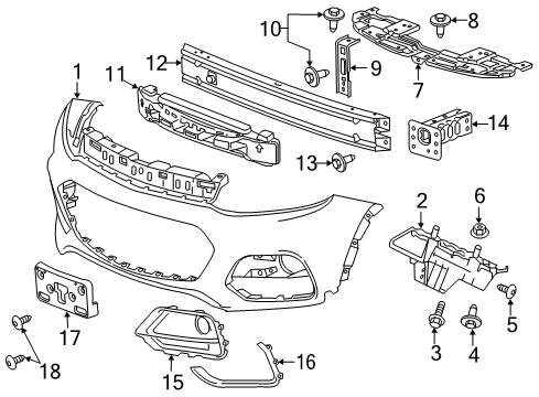 2020 Chevrolet Trax Front Bumper Side Bracket Diagram for 42566652