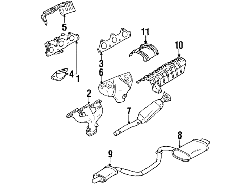 1996 Chrysler Sebring Exhaust Components Part Diagram for MR212670