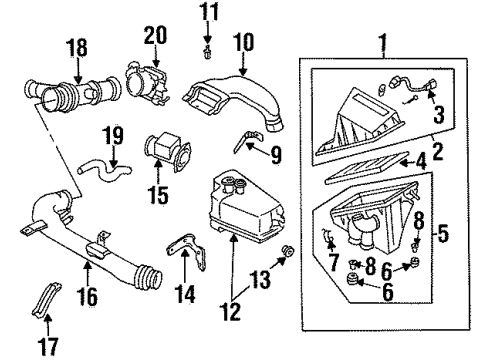 1995 Nissan 240SX Powertrain Control Mass Air Flow Sensor Diagram for 22680-70F05