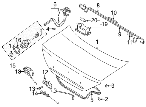 2002 Kia Spectra Trunk Packing-Lock Cylinder Diagram for 0B45558494