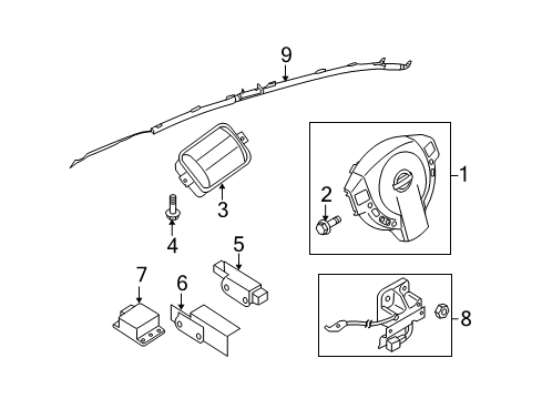 2009 Nissan Sentra Air Bag Components Bolt Diagram for 98589-EN00A