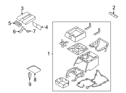 2009 Dodge Ram 3500 Rear Console BOX/BIN-Floor Diagram for 1ER69ZJ8AA