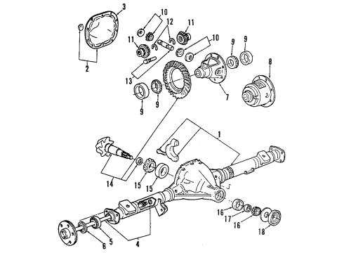 1993 Ford Explorer Rear Axle, Differential, Propeller Shaft Drive Shaft Diagram for F1TZ4602Y