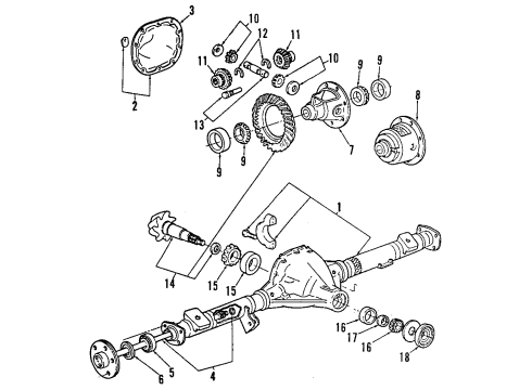 1993 Ford Explorer Rear Axle, Differential, Propeller Shaft Drive Shaft Diagram for F77Z-4602-DA