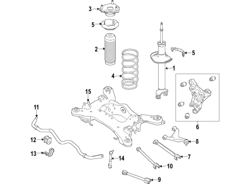 2017 Infiniti Q60 Rear Suspension Components, Lower Control Arm, Upper Control Arm, Stabilizer Bar Shock Absorber Kit-Rear Diagram for E6210-5CA2A