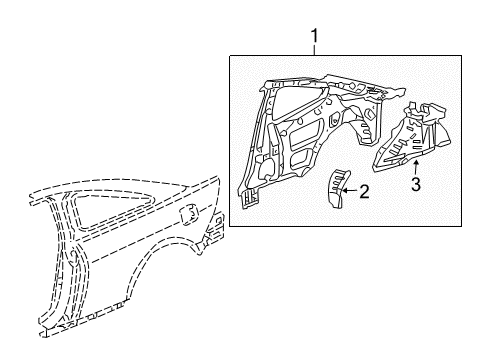 2007 Honda Accord Inner Structure - Quarter Panel Panel, L. RR. (Inner) Diagram for 64700-SDN-A11ZZ