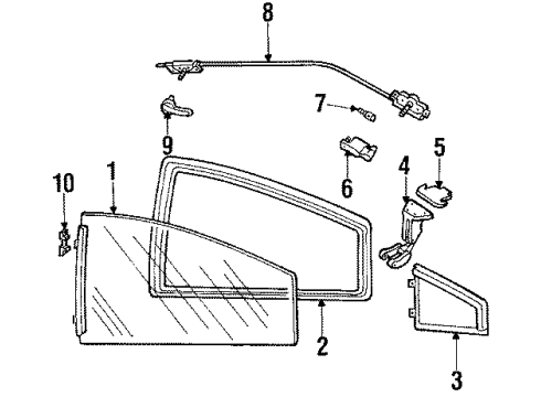 1984 Chevrolet Cavalier Quarter Panel - Glass & Hardware Tape, Front Side Door Window Regulator Drive Diagram for 20177185