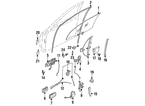 1996 Infiniti J30 Front Door - Glass & Hardware Glass Run Rubber-Front Door, RH Diagram for 80330-10Y00