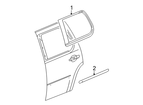 2012 Cadillac Escalade Exterior Trim - Rear Door Molding Asm-Rear Side Door *Service Primer Diagram for 22756756