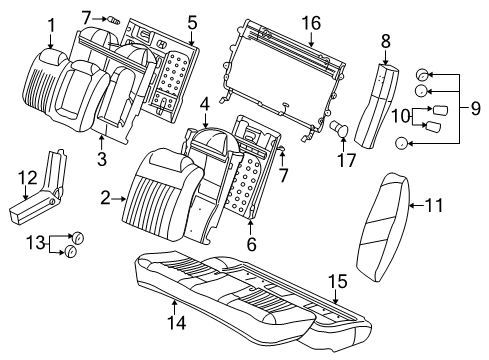 2003 Chevrolet Impala Rear Seat Components Pad Asm, Rear Seat Cushion Diagram for 88899653