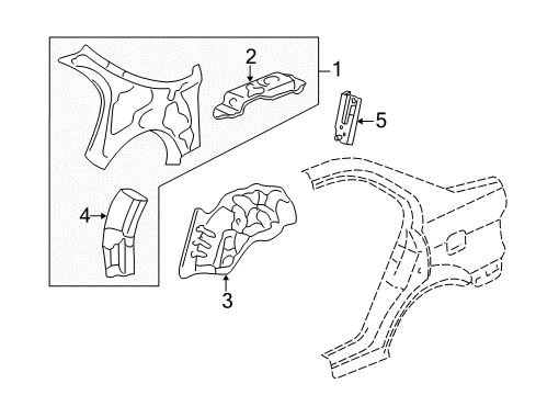 2000 Honda Civic Inner Structure - Quarter Panel Extension, L. RR. Wheelhouse Arch Diagram for 64721-S04-300ZZ