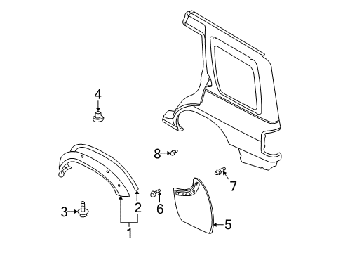 2001 Nissan Xterra Exterior Trim - Quarter Panel Splash Guard-Rear, Left Diagram for 78813-7Z300