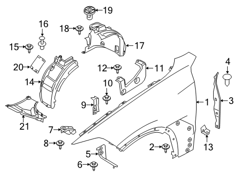 2021 BMW X5 Fender & Components SEALING SIDE PANEL, LEFT Diagram for 51487214653