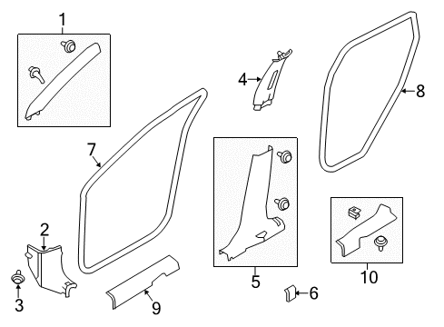 2014 Nissan Rogue Interior Trim - Pillars, Rocker & Floor GARNISH Assembly-Front Pillar, RH Diagram for 76911-7FA0A