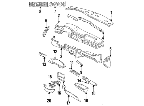 1996 Chrysler LHS Instrument Panel Cylinder Lock GLOVEBOX Diagram for 4746676