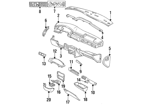 1996 Chrysler LHS Instrument Panel Air Conditioner And Heater Control Diagram for 4757030