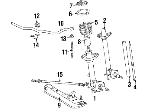 1986 Toyota Celica Front Suspension Components, Lower Control Arm, Stabilizer Bar Bar Assembly, STRUT, LH Diagram for 48670-24010