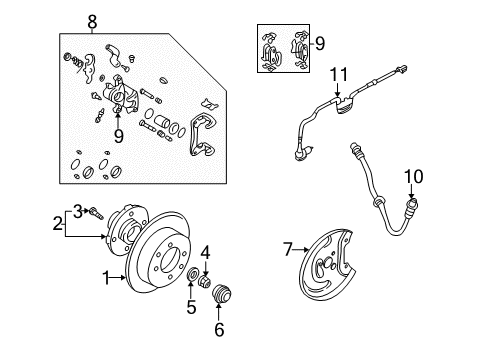 2005 Hyundai Elantra Anti-Lock Brakes Caliper Kit-Rear Brake, LH Diagram for 58310-2DA20