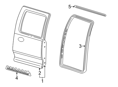 2002 Lincoln Blackwood Rear Door Lower Weatherstrip Diagram for 2C6Z-16253A24-AA