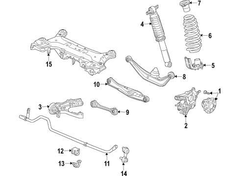 2021 Honda Odyssey Rear Suspension Components, Lower Control Arm, Upper Control Arm, Stabilizer Bar Shock Absorber Assembly, Rear Diagram for 52610-THR-A12