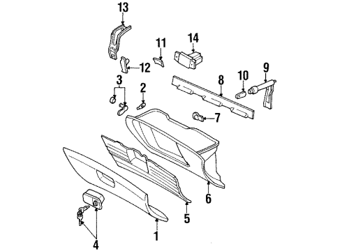 1997 Acura CL Glove Box Hinge, Glove Box Diagram for 77510-SV4-000