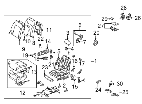 2013 Lexus IS350 Front Seat Components Knob, Power Seat Switch (For Reclining) Diagram for 84921-53030-A6