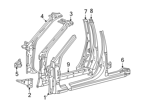 1999 Toyota Camry Center Pillar & Rocker, Hinge Pillar Pillar Reinforcement Diagram for 61109-AA901