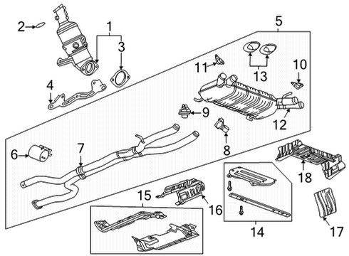 2022 Cadillac CT5 Exhaust Components Converter & Pipe Brace Diagram for 84390419