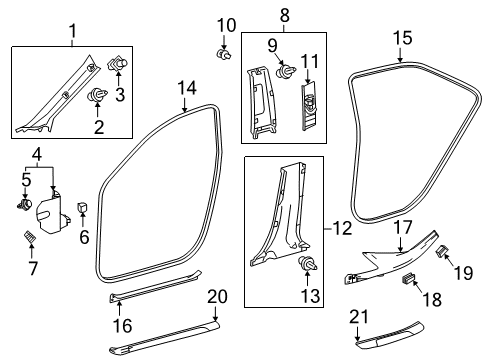 2018 Toyota Camry Interior Trim - Pillars, Rocker & Floor Windshield Pillar Trim Diagram for 62220-33210-E1
