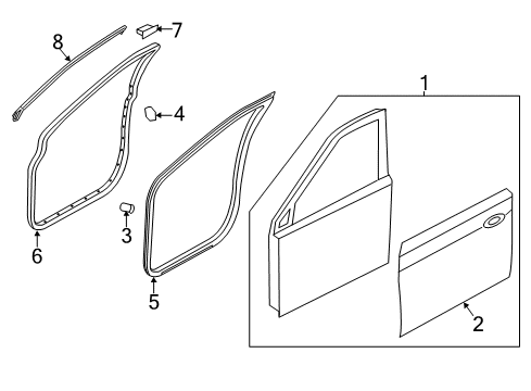 2019 Hyundai Santa Fe XL Front Door Weatherstrip-Door Opening Upper, RH Diagram for 82160-2W000