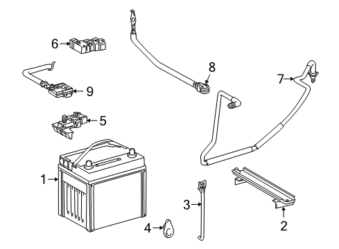 2010 Lexus HS250h Battery Support Assy, Battery Clamp Diagram for 74480-75010