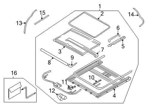 2006 Kia Sedona Sunroof Sunshade Assembly-Sunroof Diagram for 81666-4D000-QW