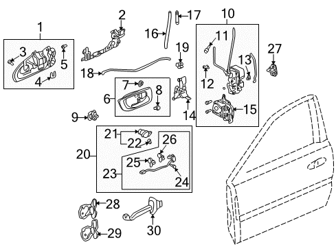 1999 Honda Accord Front Door - Lock & Hardware Seat, L. Handle (Outer) Diagram for 72154-S86-K01
