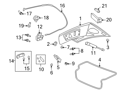 2008 Pontiac G8 Trunk Lid Release Cable Diagram for 92206016